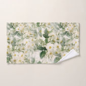Romantic Smooth White Flowers en Green Leaves Bad Handdoek (Handdoek)