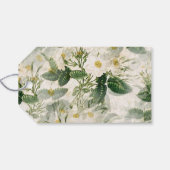 Romantic Smooth White Flowers en Green Leaves Cadeaulabel (Achterkant Horizontaal)