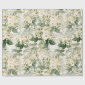 Romantic Smooth White Flowers en Green Leaves Cadeaupapier (Vlak)