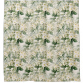 Romantic Smooth White Flowers en Green Leaves Douchegordijn (Voorkant)