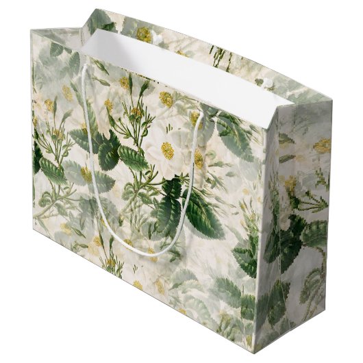 Romantic Smooth White Flowers en Green Leaves Groot Cadeauzakje (Achterkant Gekanteld)