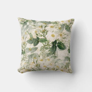 Romantic Smooth White Flowers en Green Leaves Kussen