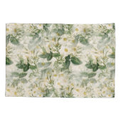 Romantic Smooth White Flowers en Green Leaves Kussensloop (Achterkant-Links)