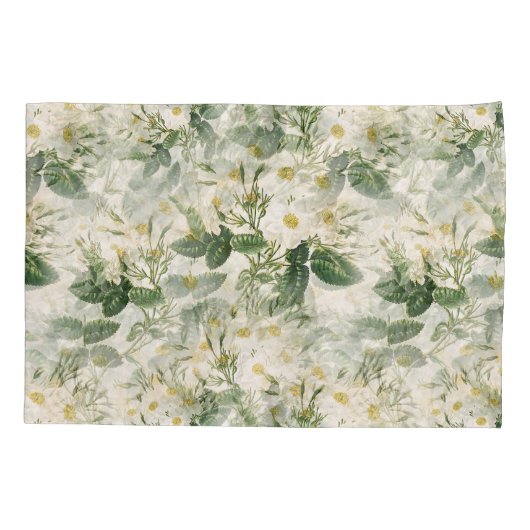 Romantic Smooth White Flowers en Green Leaves Kussensloop (Achterkant-Links)