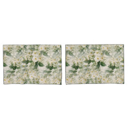 Romantic Smooth White Flowers en Green Leaves Kussensloop