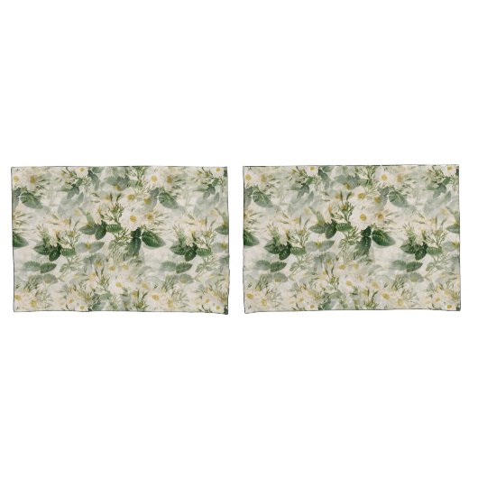 Romantic Smooth White Flowers en Green Leaves Kussensloop (Voorkant-Set)