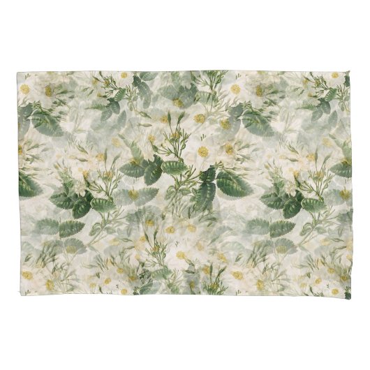 Romantic Smooth White Flowers en Green Leaves Kussensloop (Voorkant-Links)