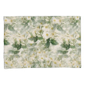 Romantic Smooth White Flowers en Green Leaves Kussensloop (Voorkant-Rechts)