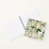 Romantic Smooth White Flowers en Green Leaves Notitieboek (Binnen)