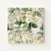Romantic Smooth White Flowers en Green Leaves Notitieboek (Achterkant)