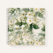 Romantic Smooth White Flowers en Green Leaves Notitieboek (Voorkant)
