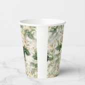 Romantic Smooth White Flowers en Green Leaves Papieren Bekers (Links)