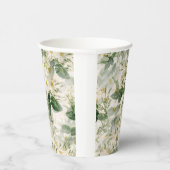 Romantic Smooth White Flowers en Green Leaves Papieren Bekers (Rechts)