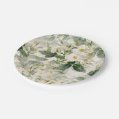 Romantic Smooth White Flowers en Green Leaves Papieren Bordje (Gekanteld)