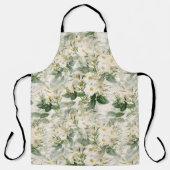 Romantic Smooth White Flowers en Green Leaves Schort (Voorkant)