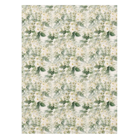 Romantic Smooth White Flowers en Green Leaves Tafelkleed (Voorkant)