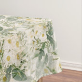 Romantic Smooth White Flowers en Green Leaves Tafelkleed (Voorbeeld)