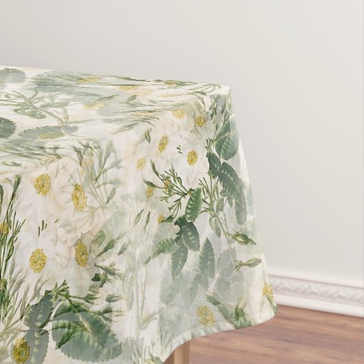 Romantic Smooth White Flowers en Green Leaves Tafelkleed (Voorbeeld)