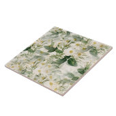 Romantic Smooth White Flowers en Green Leaves Tegeltje (Zijkant)