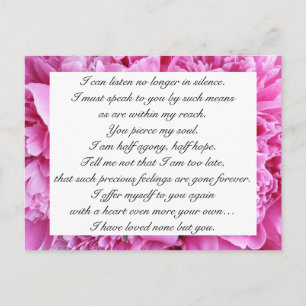Romantic Snoep Roze Floral Jane Austen Love Quote Briefkaart