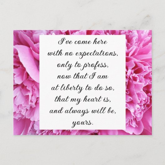 Romantic Snoep Roze Floral Jane Austen Love Quote Briefkaart (Voorkant)
