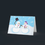 Romantic Snowman en Snowgirl kerstkaart Feestdagen Kaart<br><div class="desc">De scène aan de voorzijde van de Vakantiekaart is een Sneeuwman die over de hand van een verbluffend Snowgirl boeit en er vallen Snowflakes op de achtergrond. De binnenkant wordt verlaten leeg voor u om uw eigen speciaal bericht te zetten. Kunstwerk werd gecreeerd door me in de Illustrator van Adobe....</div>