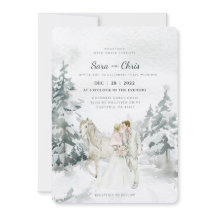 Romantic Snowy Winter Forest met Bride en Groom