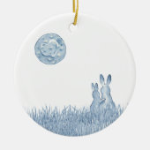 Romantic Snuggle Bunny Love Blue Moon personaliser Keramisch Ornament (Voorkant)