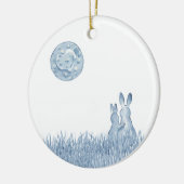 Romantic Snuggle Bunny Love Blue Moon personaliser Keramisch Ornament (Links)