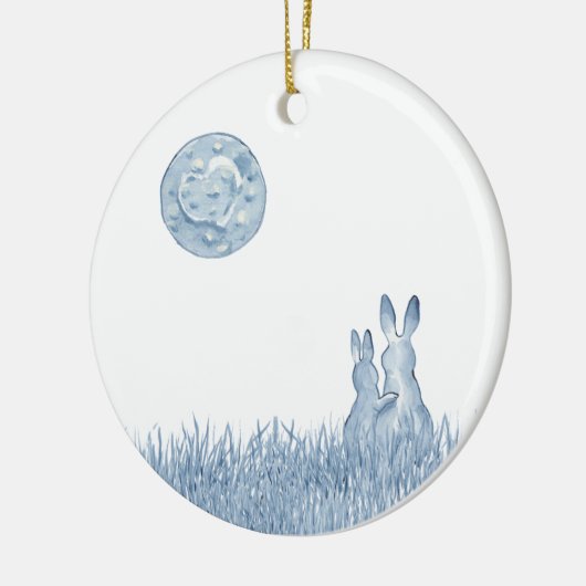 Romantic Snuggle Bunny Love Blue Moon personaliser Keramisch Ornament (Links)