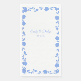 Romantic Soft Blue Floral Border Wedding Servet