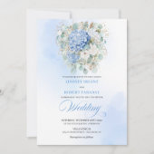 Romantic Soft Blue Hydrangea Eucalyptus Wedding  Kaart (Voorkant)