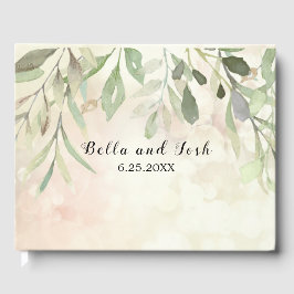 Romantic Soft Botanical Greenery Wedding Gastenboek