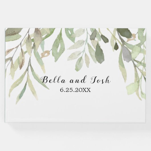 Romantic Soft Botanical Greenery Wedding Gastenboek (Voorkant)