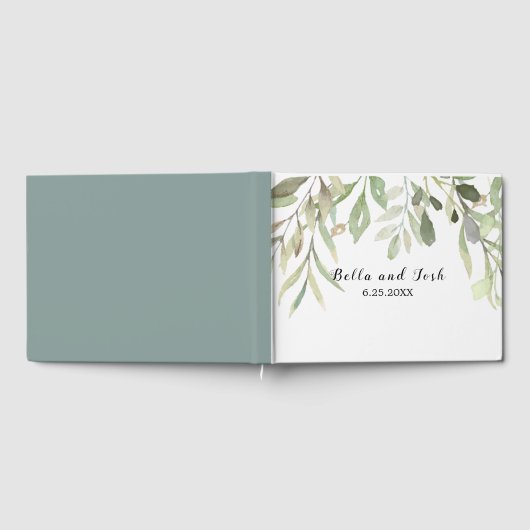 Romantic Soft Botanical Greenery Wedding Gastenboek (Volledig)