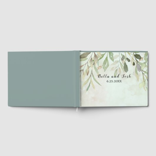 Romantic Soft Botanical Greenery Wedding Gastenboek (Volledig)