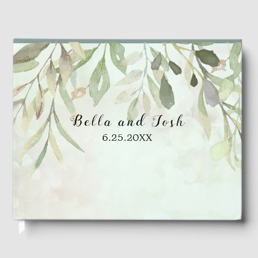 Romantic Soft Botanical Greenery Wedding Gastenboek (Voorkant)