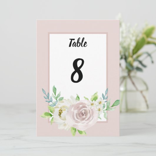 Romantic Soft Mauve Floral Waterverf Roos Weddensc Kaart (Staand voorkant)