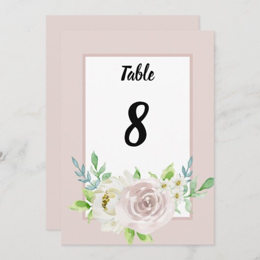 Romantic Soft Mauve Floral Waterverf Roos Weddensc Kaart (Voorkant / Achterkant)