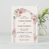 Romantic Soft Pastel Floral Arch Wedding  Kaart (Staand voorkant)