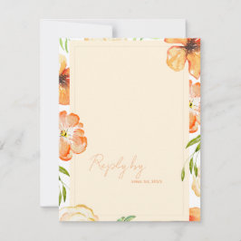 Romantic Soft Peach QR Code Garden Floral Wedding RSVP Kaartje