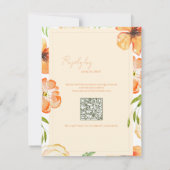 Romantic Soft Peach QR Code Garden Floral Wedding RSVP Kaartje (Achterkant)