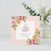 Romantic Soft Pink Floral Islamic Muslim Weduwen Kaart (Staand voorkant)