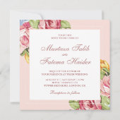 Romantic Soft Pink Floral Islamic Muslim Weduwen Kaart (Achterkant)