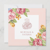 Romantic Soft Pink Floral Islamic Muslim Weduwen Kaart (Voorkant)