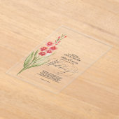 Romantic Soft Pink Flowers Summer Garden Acryl Uitnodigingen (Laagn)