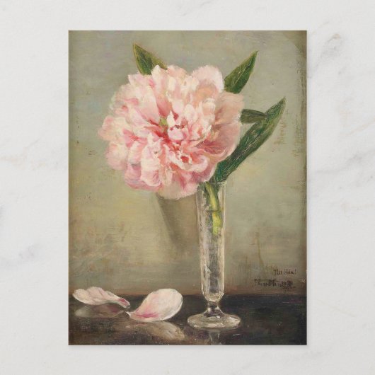 Romantic soft pink peony in vase briefkaart (Voorkant)