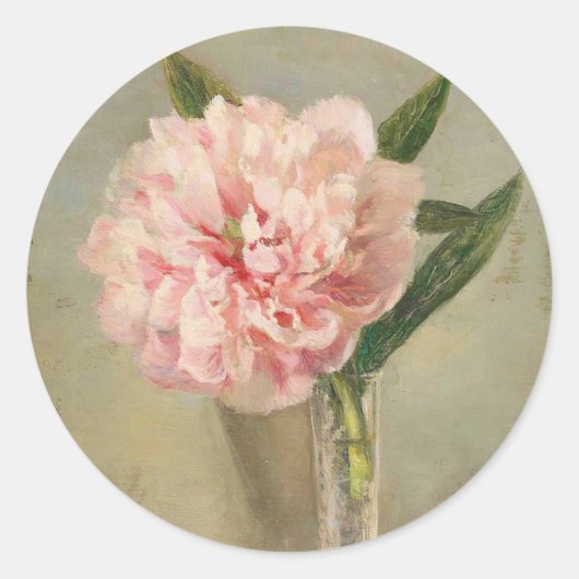 Romantic soft pink peony in vase ronde sticker (Voorkant)