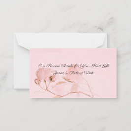 Romantic Soft Pink Rose Bud Weddenschap Dank je Notitiekaartje
