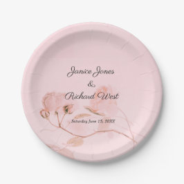 Romantic Soft Pink Rose Bud Wedding Papieren Bordje